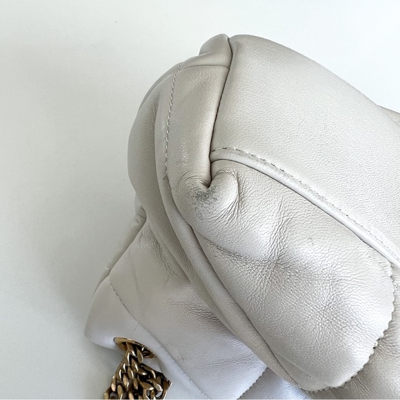 Authentic YSL Saint Laurent Small Leather Puffer Shoulder Bag in Crema Soft - Picture 10 of 16